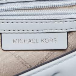 Pre Owned Michael Kors Sky Blue Signature Embossed Leather Bradshaw Convertible Shoulder Bag