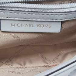 Pre Owned Michael Kors Sky Blue Signature Embossed Leather Bradshaw Convertible Shoulder Bag