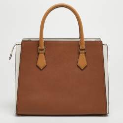 مملوكة مسبقًا حقيبة ساتشل مايكل كورس هوب جلد وكانفاس مقوى بشعار ماركة بني كبيرة