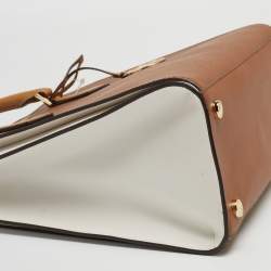 مملوكة مسبقًا حقيبة ساتشل مايكل كورس هوب جلد وكانفاس مقوى بشعار ماركة بني كبيرة