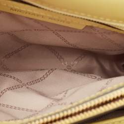 Pre Owned Michael Kors Yellow/White Coated Canvas and Croc Embossed Leather Large Whitney Shoulder Bag