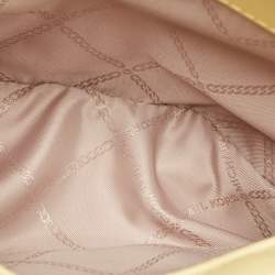 Pre Owned Michael Kors Yellow/White Coated Canvas and Croc Embossed Leather Large Whitney Shoulder Bag