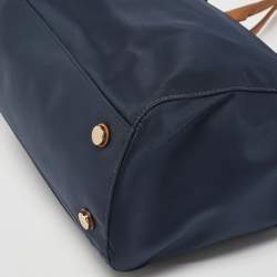Pre Owned Michael Kors Blue Nylon and Leather Kelsey Shopper Tote