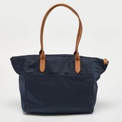 Pre Owned Michael Kors Blue Nylon and Leather Kelsey Shopper Tote