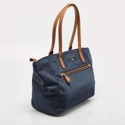 Pre Owned Michael Kors Blue Nylon and Leather Kelsey Shopper Tote