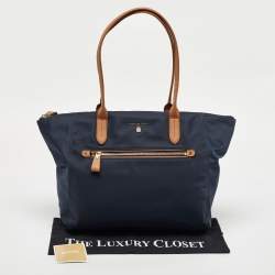 Pre Owned Michael Kors Blue Nylon and Leather Kelsey Shopper Tote