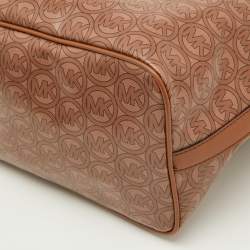 Pre Owned Michael Kors Brown Coated Canvas and Leather Jodie Shopper Tote