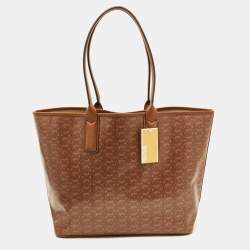 Pre Owned Michael Kors Brown Coated Canvas and Leather Jodie Shopper Tote