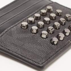 Michael Kors Black Signature Coated Canvas and Leather Studded Tall Card Case