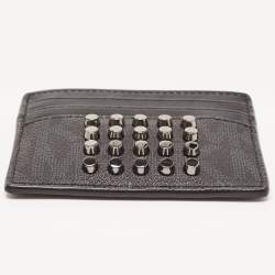 Michael Kors Black Signature Coated Canvas and Leather Studded Tall Card Case