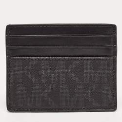 Michael Kors Black Signature Coated Canvas and Leather Studded Tall Card Case
