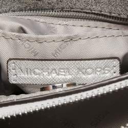 Pre Owned Michael Kors Silver Glitter Fabric XS Savannah Satchel