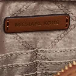 Pre Owned Michael Kors Beige/Tan Canvas And Leather Maeve Crossbody Bag