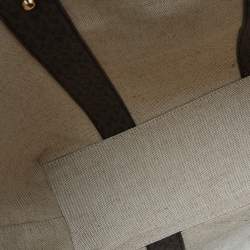 Pre Owned Michael Kors Brown Signature Coated Canvas and Leather Large Logo Stripe Eva Tote