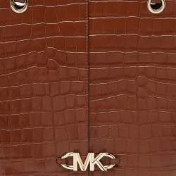 Michael Kors Brown Croc Embossed Leather Izzy Tote