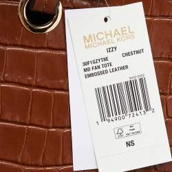 مملوكة مسبقًا Michael Kors Brown Croc Embossed Leather Izzy Tote