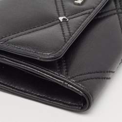 Pre Owned Michael Kors Black Quilted Leather Large Jet Set Travel Trifold Wallet