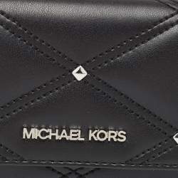 Pre Owned Michael Kors Black Quilted Leather Large Jet Set Travel Trifold Wallet