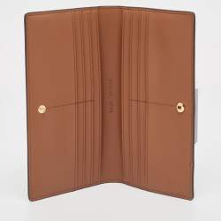 Pre Owned Michael Kors Brown Signature Coated Canvas Large Reed Wallet