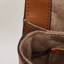 Pre Owned Michael Kors White/Brown Signature Coated Canvas and Leather XS Hendrix Crossbody Bag