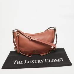 Pre Owned Michael Kors Sunset Peach Leather Camden Crossbody Bag