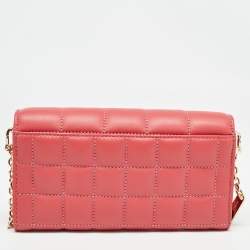 Michael Kors Rose Red Quilted Leather Large Soho Wallet On Chain