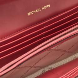 Michael Kors Rose Red Quilted Leather Large Soho Wallet On Chain