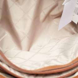 مملوكة مسبقًا حقيبة يد توتس مايكل كورس فوياجير جلد وكانفاس مقوى بالشعار بني فاتح/بني