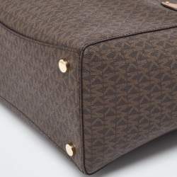 مملوكة مسبقًا حقيبة يد توتس مايكل كورس فوياجير جلد وكانفاس مقوى �بالشعار بني فاتح/بني