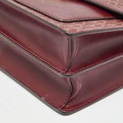 Pre Owned Michael Kors Burgundy Signature Coated Canvas Medium Johara Top Handle Bag