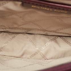 Pre Owned Michael Kors Burgundy Signature Coated Canvas Medium Johara Top Handle Bag