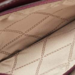 Pre Owned Michael Kors Burgundy Signature Coated Canvas Medium Johara Top Handle Bag