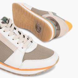 Pre Owned Michael Kors Beige Leather and Mesh Billie Trainer Sneakers Size EU 37