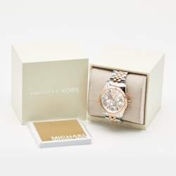 Pre Owned Michael Kors Lexington MK5735 Silver Dial Three-Tone Stainless Steel Women's Wristwatch 38 mm