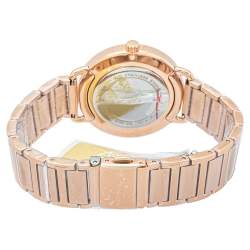 Pre Owned Michael Kors Rose Gold Tone Stainless Steel Portia MK4468 Bracelet & Women's Wristwatch 37mm Set