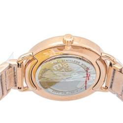 Pre Owned Michael Kors Rose Gold Tone Stainless Steel Portia MK4468 Bracelet & Women's Wristwatch 37mm Set