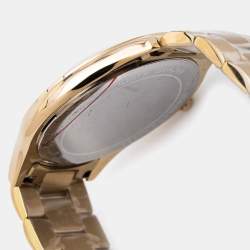 Pre Owned Michael Kors Champagne Gold Plated Stainless Steel Runway MK3179 Women's Wristwatch 42 mm