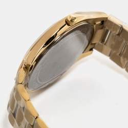 Pre Owned Michael Kors Champagne Gold Plated Stainless Steel Runway MK3179 Women's Wristwatch 42 mm