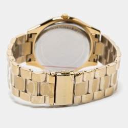 Pre Owned Michael Kors Champagne Gold Plated Stainless Steel Runway MK3179 Women's Wristwatch 42 mm