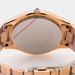 Pre Owned Michael Kors Champagne Rose Gold Plated Stainless Steel Runway MK3197 Women's Wristwatch 42 mm