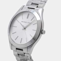 Pre Owned Michael Kors Silver Stainless Steel Runway MK3178  Women's Wristwatch 42 mm