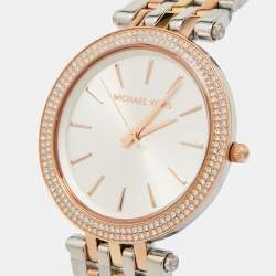 Michael Kors Silver Three Tone Stainless Steel Darci Pavé MK3203 Women's Wristwatch 39 mm