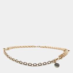 Pre Owned Michael Kors Gold Tone Logo Double Chain Belt