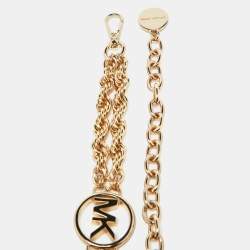 Pre Owned Michael Kors Gold Tone Logo Double Chain Belt