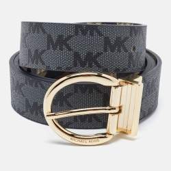 Michael Kors Multicolor Signature Coated Canvas Leopard Printed Reversible Buckle Belt 105CM