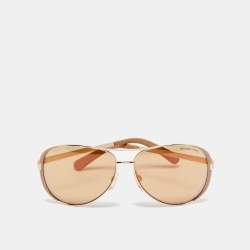 Pre Owned Michael Kors Brown/Rose Gold Mirrored MK5004 Chelsea Aviator Sunglasses