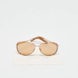 Pre Owned Michael Kors Brown/Rose Gold Mirrored MK5004 Chelsea Aviator Sunglasses