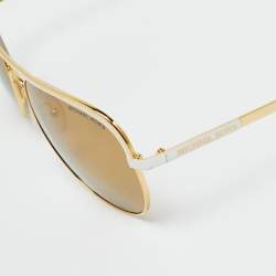 Pre Owned Michael Kors Gold/White MK 1012 Viviana Aviator Sunglasses