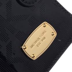 Michael Kors Black Perforated Signature Patent Leather Passport Holder