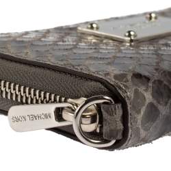 Michael Kors Grey Python Embossed Leather Multi Function Wristlet Phone Case